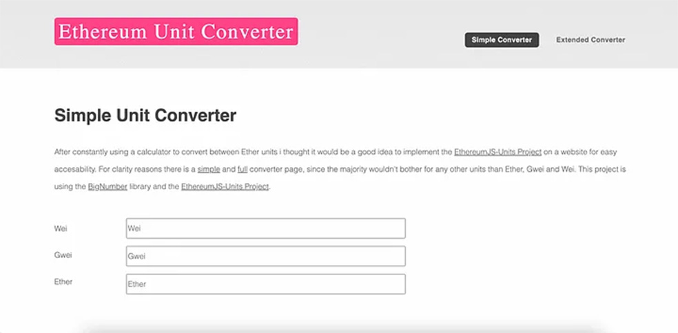 Ethereum Unit Converter